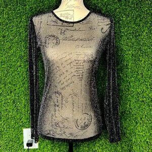 NWT Allchic Gorgeous Sheer Holiday Layering Top Rhinestones Medium